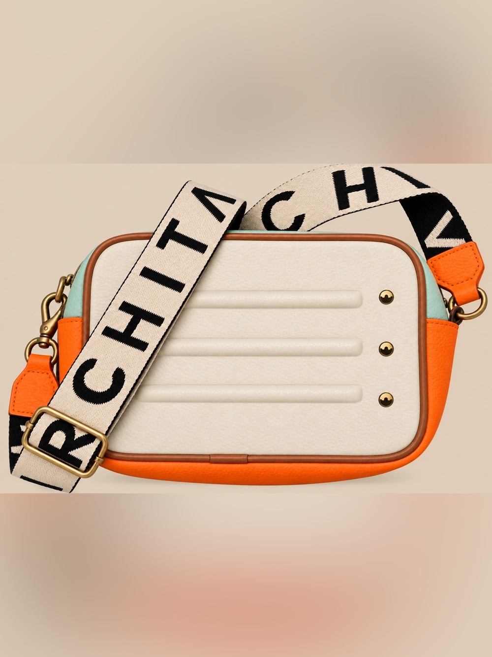 Parchita Colombian Colorblock Crossbody Bag Bone White Orange Mint BNWT